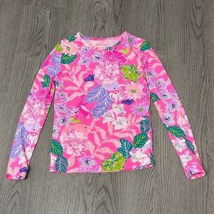 Lilly Pulitzer Sammy Pajama‎ Top Pink Isle Friends Floral Girls Size 10